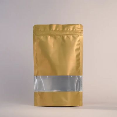 [ATOZ38.3] Rect Window Standup Pouch | Gold | 100 Pcs - 180 X 250 MM