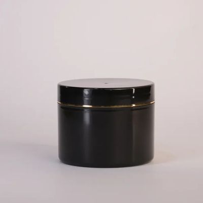 [ATOZ30] 100gm | PP Cream Jar Black With Gold Foiling Cap | 10 Pcs
